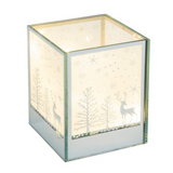 Ezüst színű LED-es átvilágítós üveg 10x10x12 cm