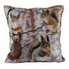 Őszi díszpárna töltelékkel 45x45 cm polyester mókusos
