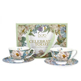 Bazsarózsás porcelán csésze aljjal 250 ml - 2 személyes - ajándékdobozban