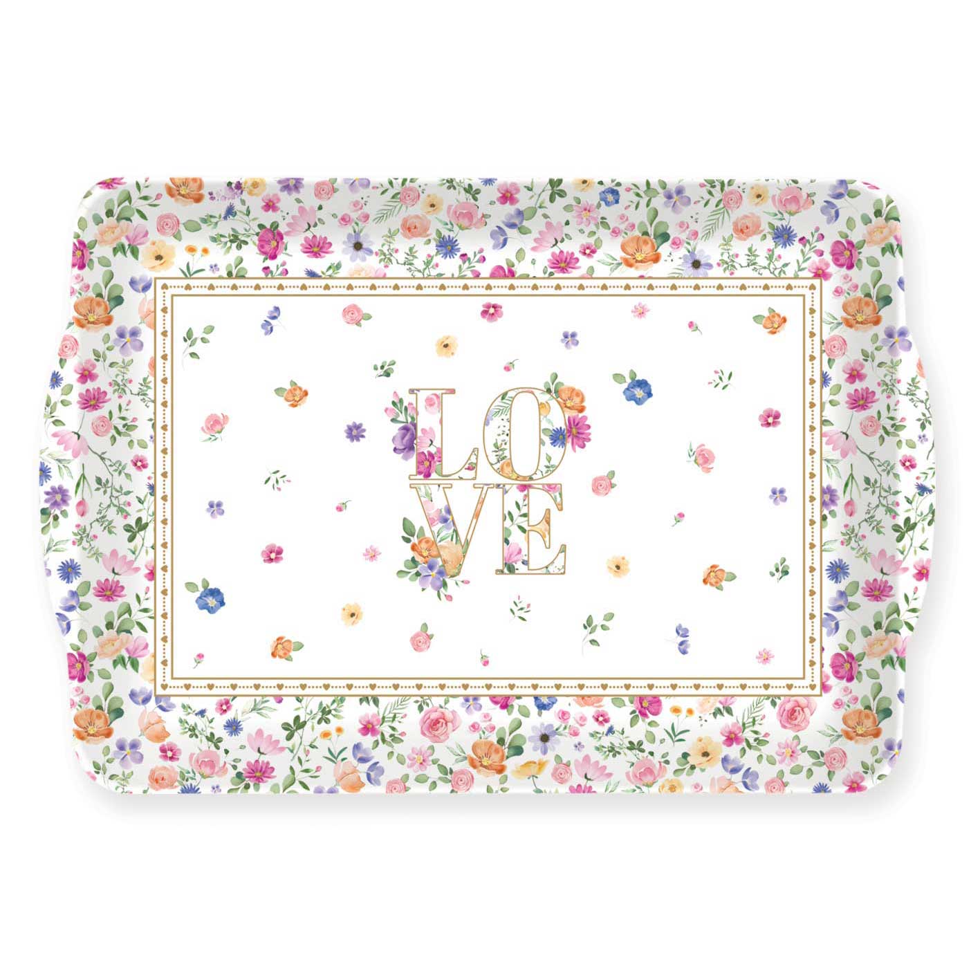 Virág mintás műanyag tálca 33x22 cm Easy Life Mon Amour