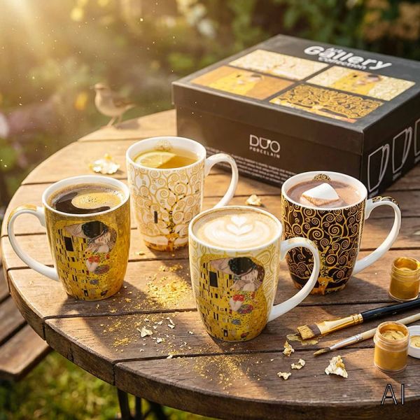 Klimt porcelán bögre szett - 4 darabos 360 ml - díszdobozos