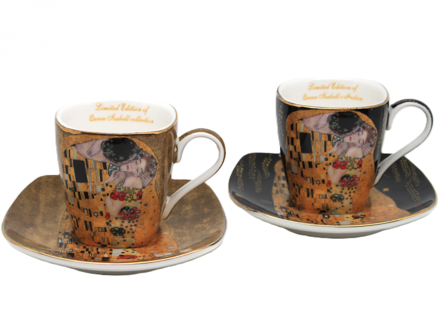 Gustav Klimt eszpresszó kávés porcelán csésze aljjal 2 személyes 100 ml A Csók