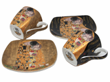 Gustav Klimt eszpresszó kávés porcelán csésze aljjal 2 személyes 100 ml A Csók