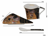 Gustav Klimt eszpresszó kávés porcelán csésze aljjal kanállal 2 személyes 180 ml A Csók