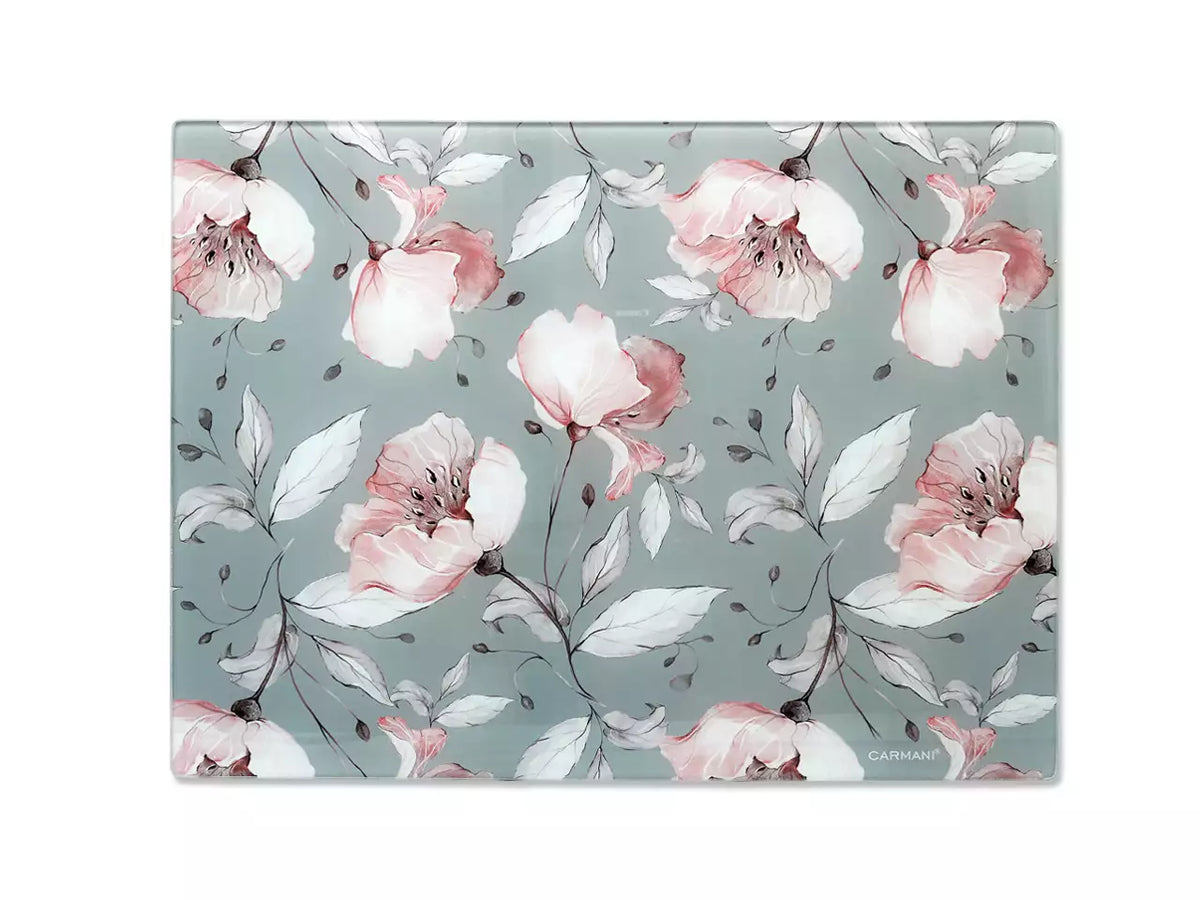 Konyhai üveg vágólap munkalap virág mintás 40x30 cm
