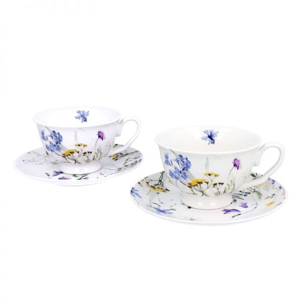 Mezei virágos porcelán csésze aljjal 250 ml - 2 személyes - ajándékdobozban