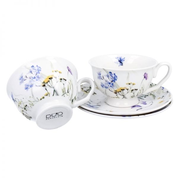 Mezei virágos porcelán csésze aljjal 250 ml - 2 személyes - ajándékdobozban