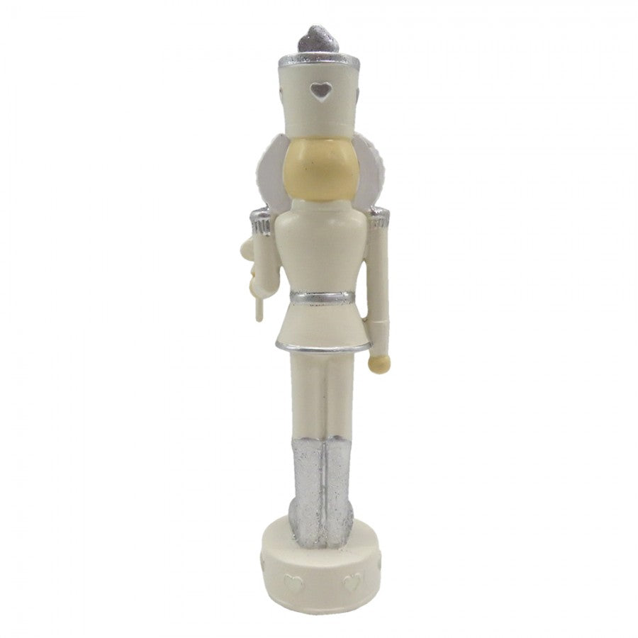 Karácsonyfadísz Bézs ezüst diótörő figura 17 cm
