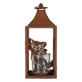 Antikolt barna fém mécsestartó lantern cicás 15x15x37 cm