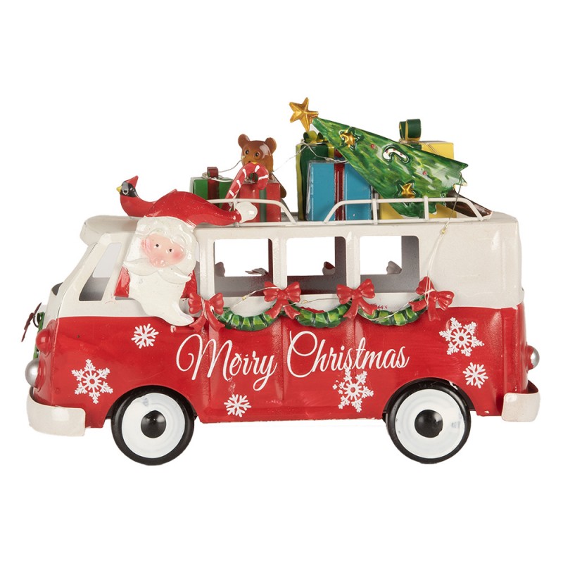 Clayre & Eef piros karácsonyi VW busz LED-es dekoráció 31 cm
