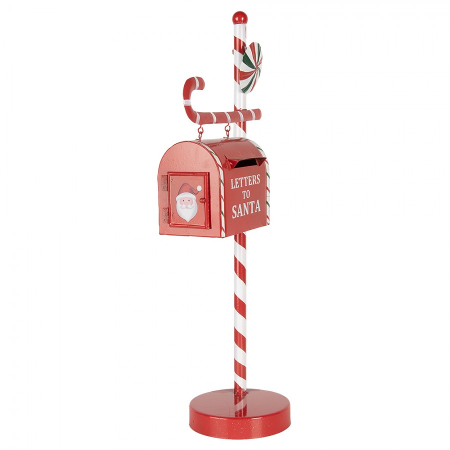 Clayre & Eef piros karácsonyi postaláda nyalóka állványon Letters to Santa 51 cm