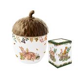 Forest Dream őszi porcelán makk alakú konyhai tároló fedővel 11x16 cm