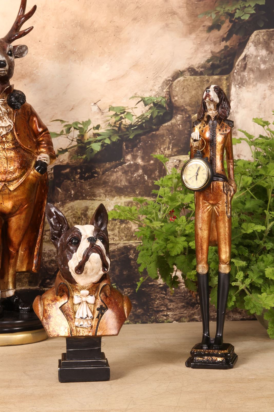 Lord Leclerc kutyafigura órával 50 cm – arany
