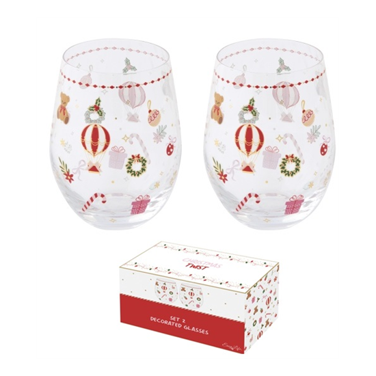 Karácsonyi Üveg pohár 500 ml 2 db-os szett díszdobozban Christmas Twist