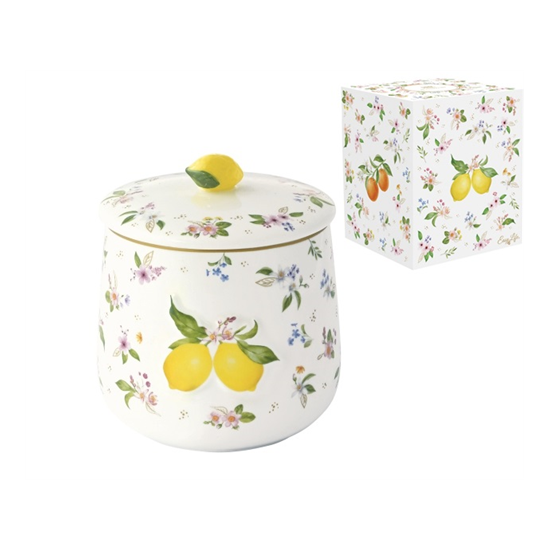 Porcelán konyhai tároló 11x16 cm citrom mintás