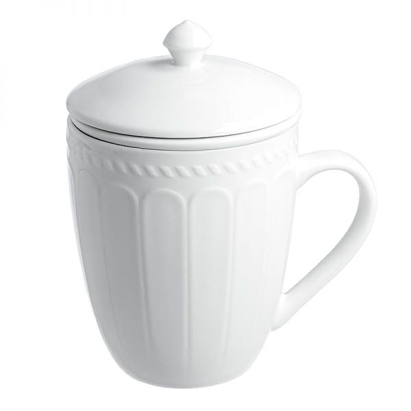 Duo Twilight fehér porcelán bögre porcelán szűrővel és fedővel - 370 ml