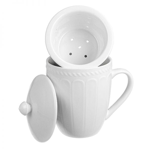 Duo Twilight fehér porcelán bögre porcelán szűrővel és fedővel - 370 ml