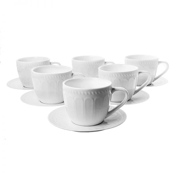 Duo Twilight fehér porcelán csésze aljjal - 250 ml - 6 személyes készlet