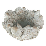 Szürke kő kaspó madaras Ø 27x12 cm