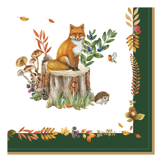 Őszi rókás háromrétegű papírszalvéta 33x33 cm Forest Dream 20 db-os