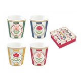 Porcelán virágos eszpresszó pohár 4 személyes szett 100 ml dobozban Coffee Mania Flowery
