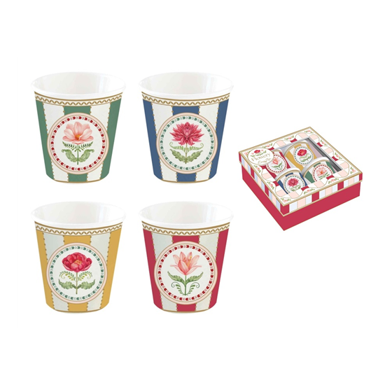 Porcelán virágos eszpresszó pohár 4 személyes szett 100 ml dobozban Coffee Mania Flowery