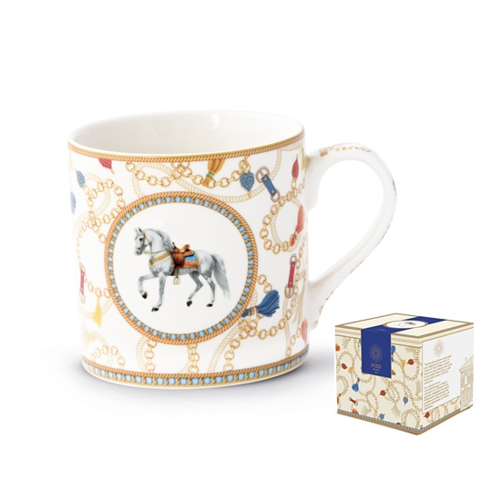 Porcelán bögre 400 ml díszdobozban lovas mintával Cheval