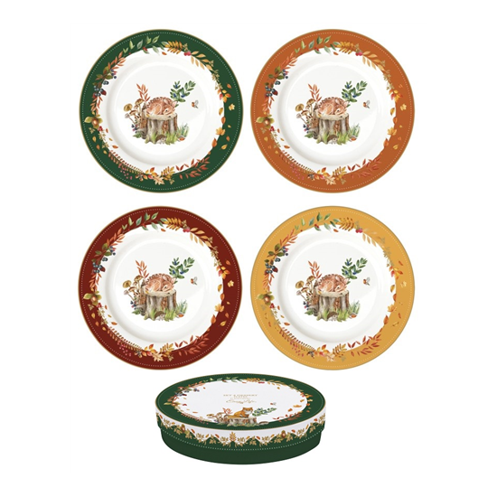 Forest Dream porcelán őzikés desszertes tányér 19 cm szett 4db-os – Easy Life