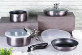 9 részes indukciós edénykészlet levehető nyéllel szürke Berlinger Haus Metallic Line Carbon Edition