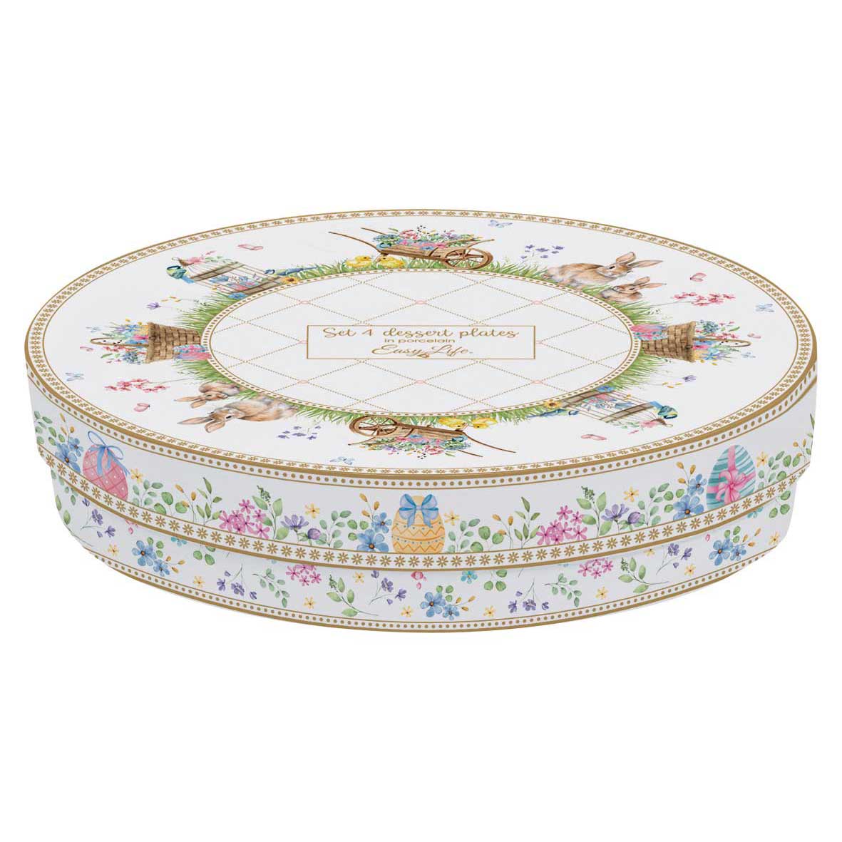Spring Bloom húsvéti porcelán desszertes tányér 4 db szett díszdobozban