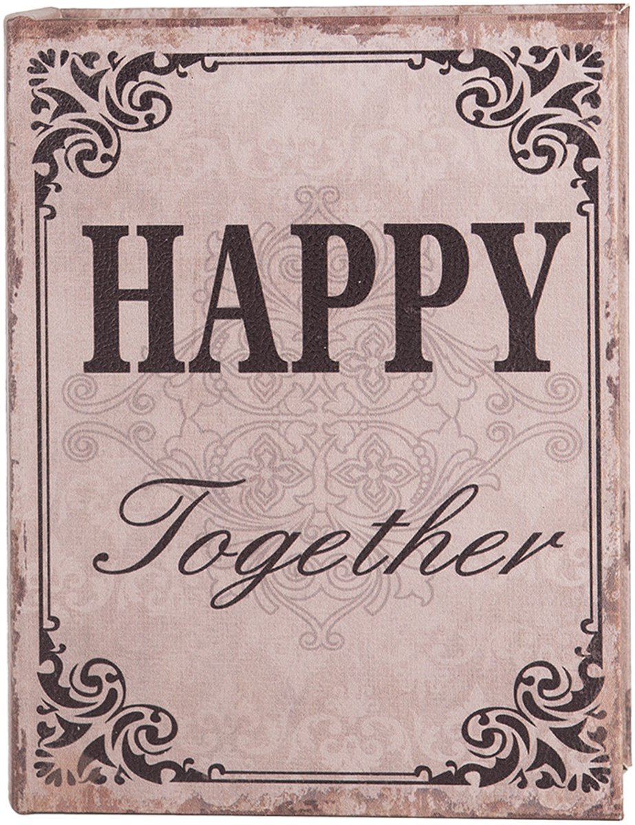Könyv alakú vintage fa tároló doboz szett 3 részes antik barna Happy together