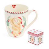Karácsonyi porcelán bögre 350 ml díszdobozban mézeskalács baba