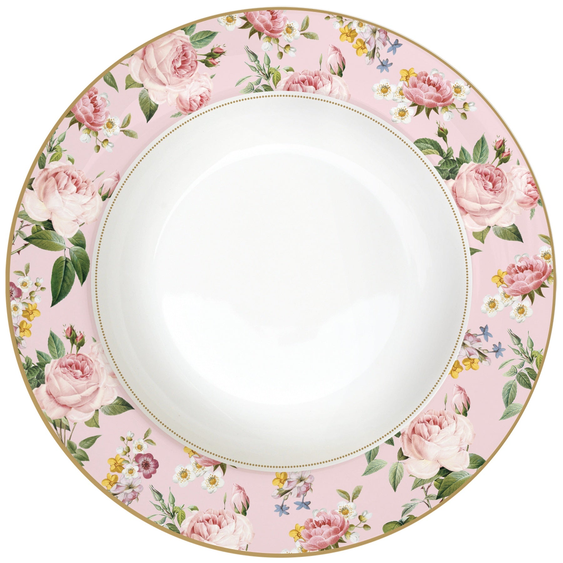 Porcelán mélytányér 21,5 cm – Rózsa mintás Chant des Roses