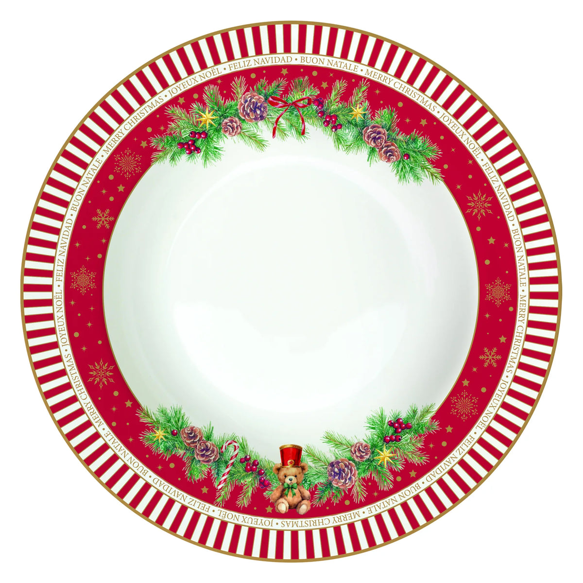 Karácsonyi porcelán mélytányér Ø 21,5 cm – Christmas Teddy