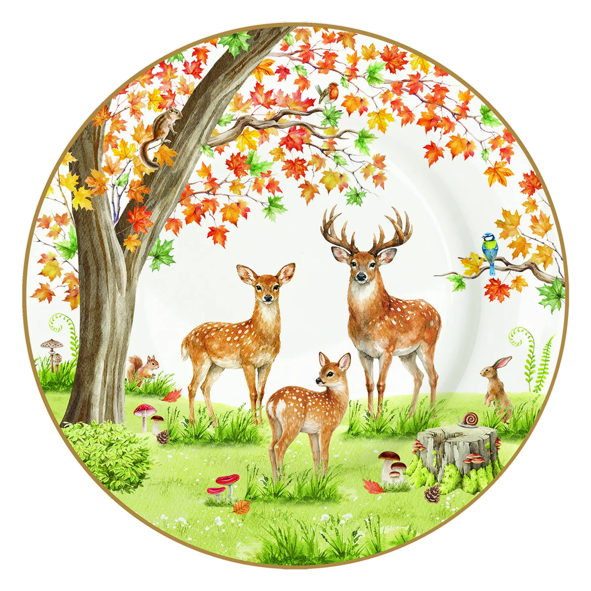 Porcelán őszi szarvas mintás desszertes tányér 19 cm Fairy Forest