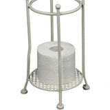 Vintage fém álló WC papír tartó 70 cm antik fehér