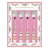 Karácsonyi rozsdamentes acél teáskanál 4 db szett porcelán nyéllel Sweet Christmas