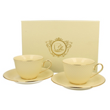 ELegáns porcelán csésze + alj 290 ml 2 személyes VESPER díszdobozban arany szegélyyel