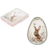 Húsvéti nyuszis Porcelán tojás formájú tányér 17x12 cm díszdobozban