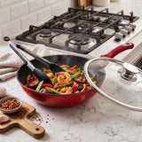 Berlinger Haus indukciós wok serpenyő fedővel 28 cm, 3,2 l – Metallic Line Burgundy Edition
