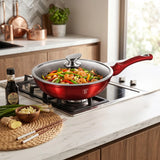 Berlinger Haus indukciós wok serpenyő fedővel 28 cm, 3,2 l – Metallic Line Burgundy Edition