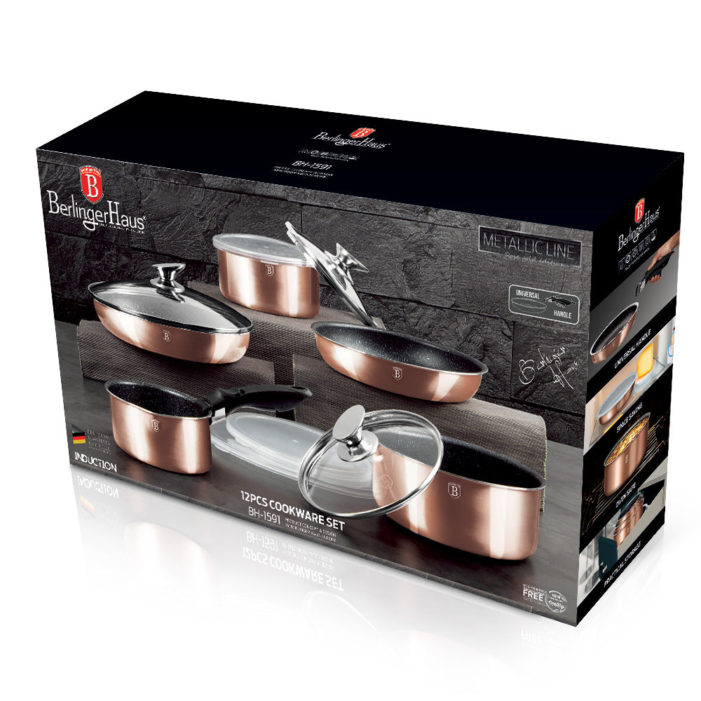 Berlinger Haus 12 részes edénykészlet Metallic Line Rose Gold Edition