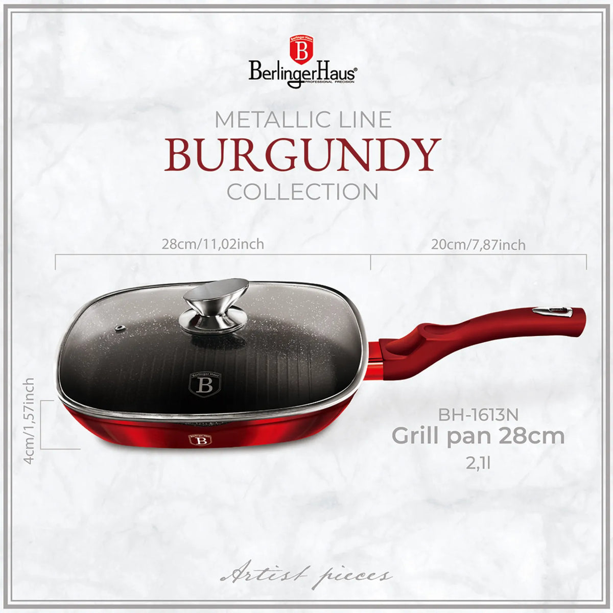 Berlinger Haus Grill serpenyő fedővel (28 cm) – 9. kép