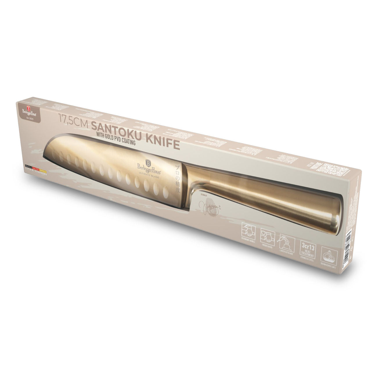 Berlinger Haus Santoku kés 17,5 cm arany színű Sahara
