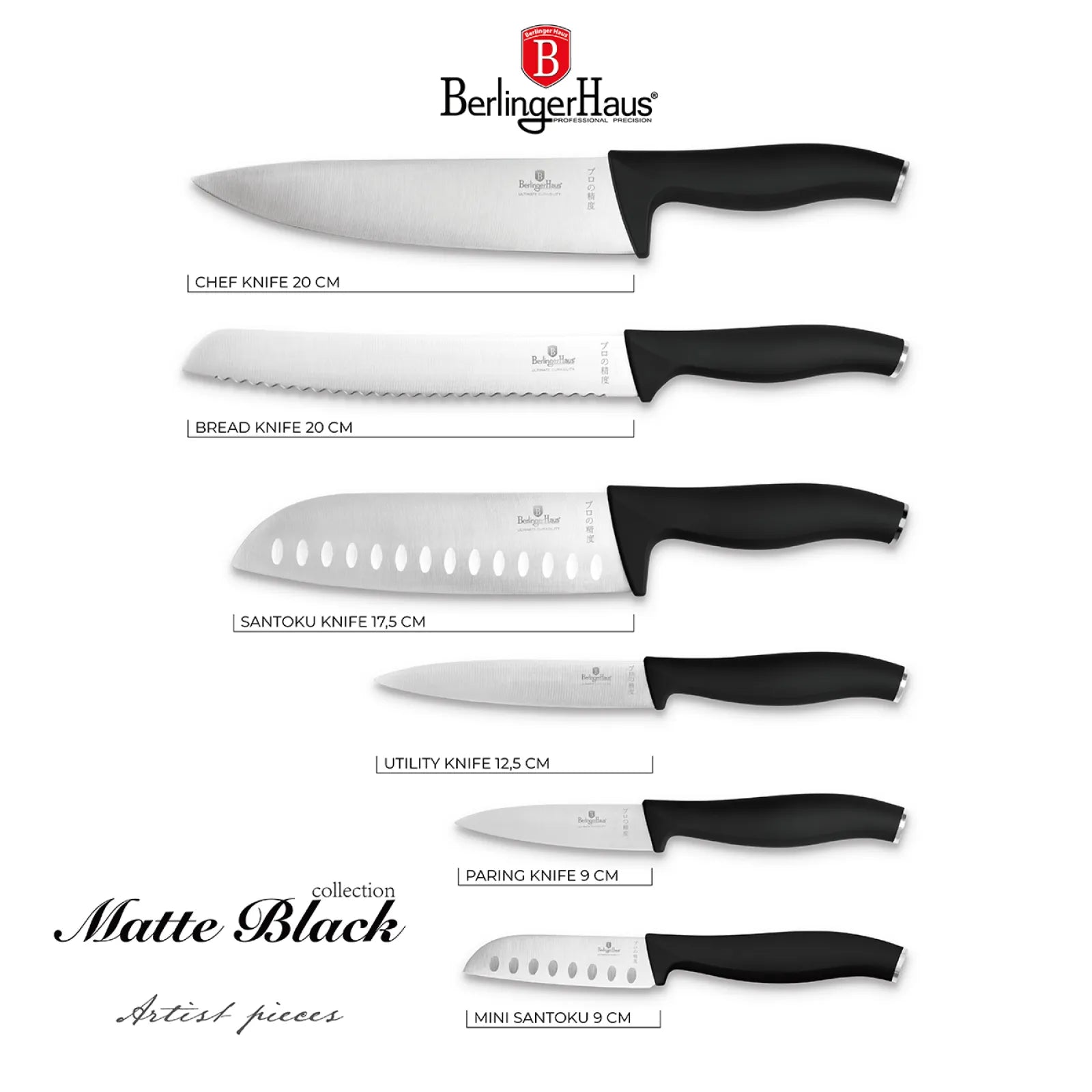 Berlinger Haus 6 részes konyhai késkészlet díszdobozban – Black Vantage Collection