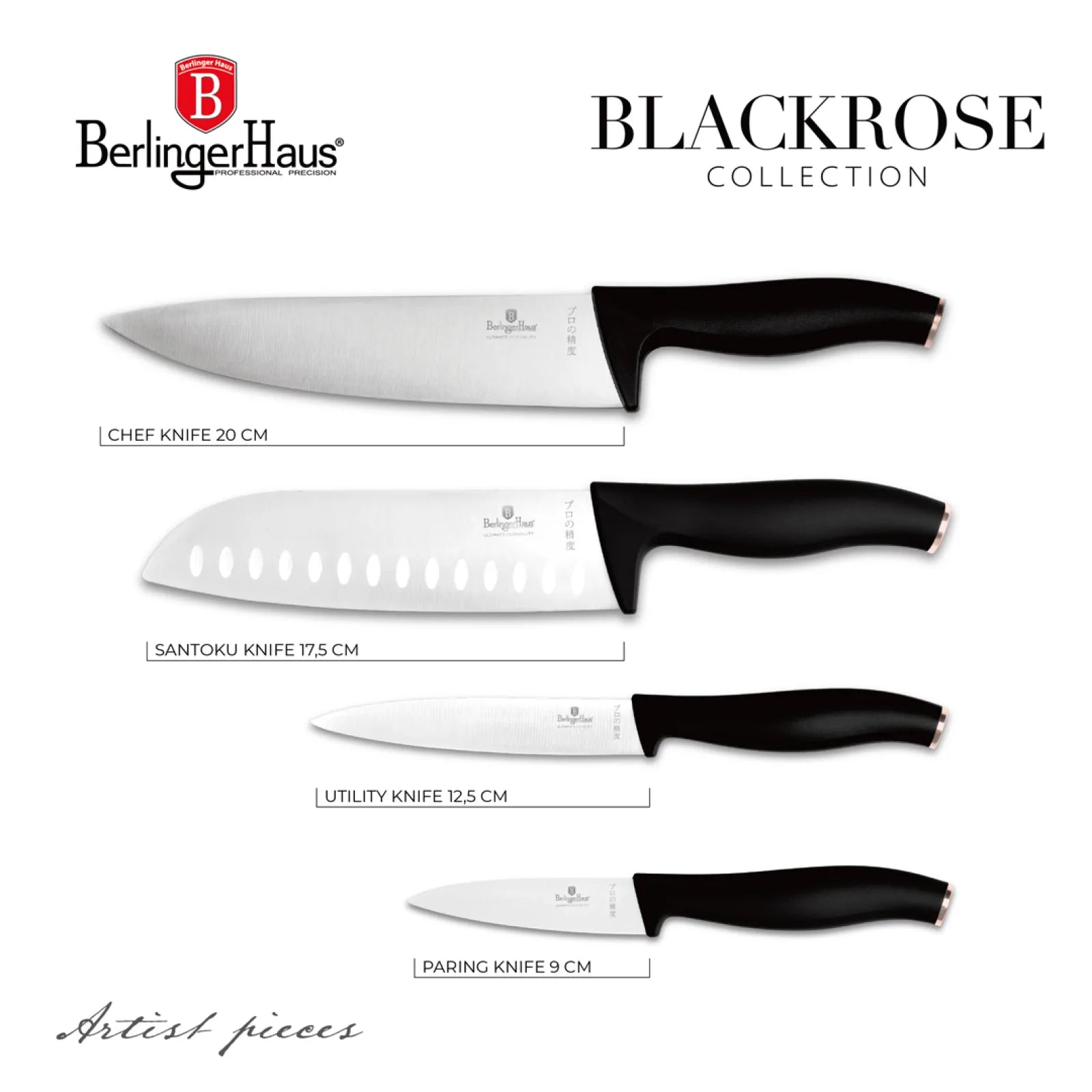 Berlinger Haus 4 részes késkészlet – Black Rose Collection