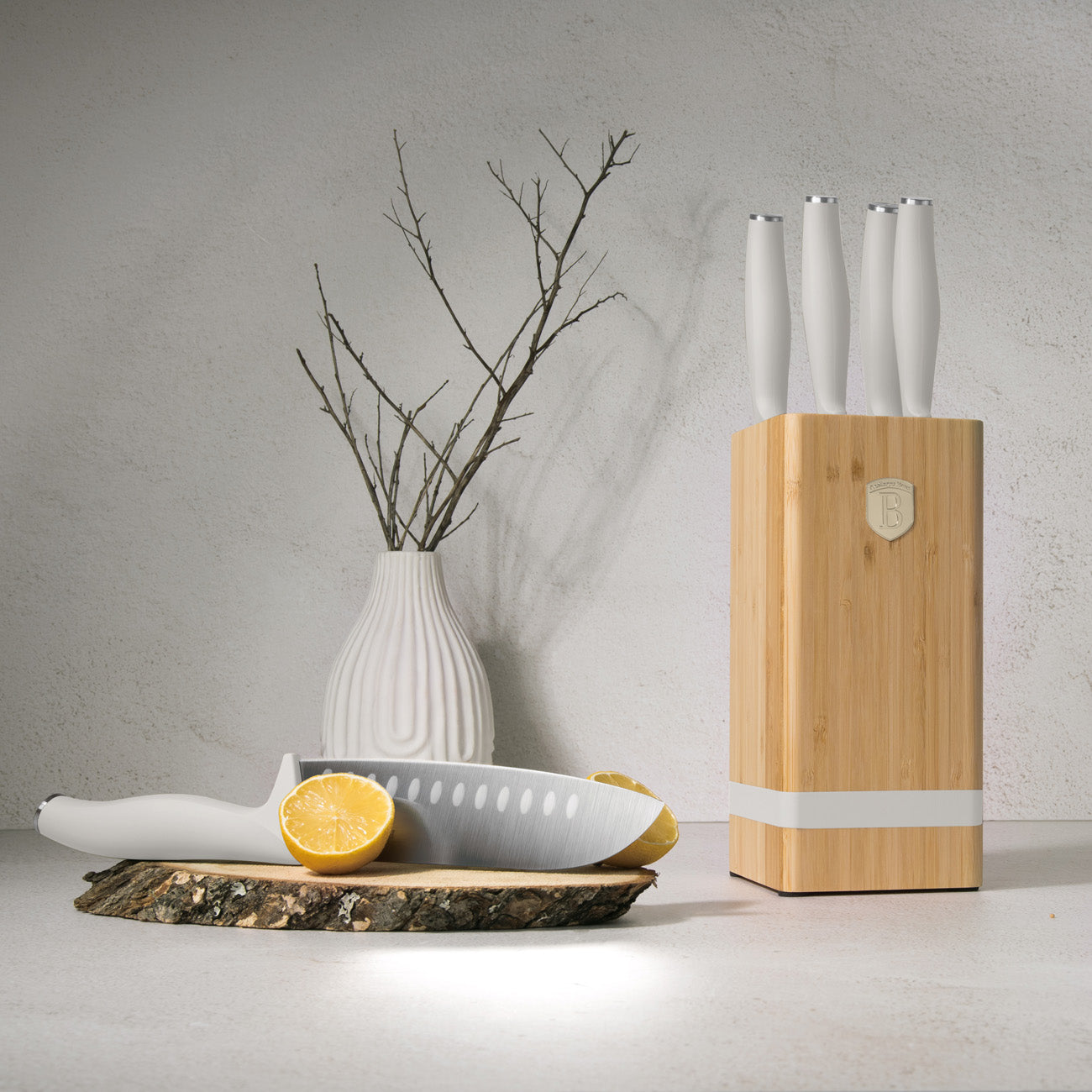 Berlinger Haus 6 részes késkészlet bambusz állvánnyal matt krém Sahara Collection