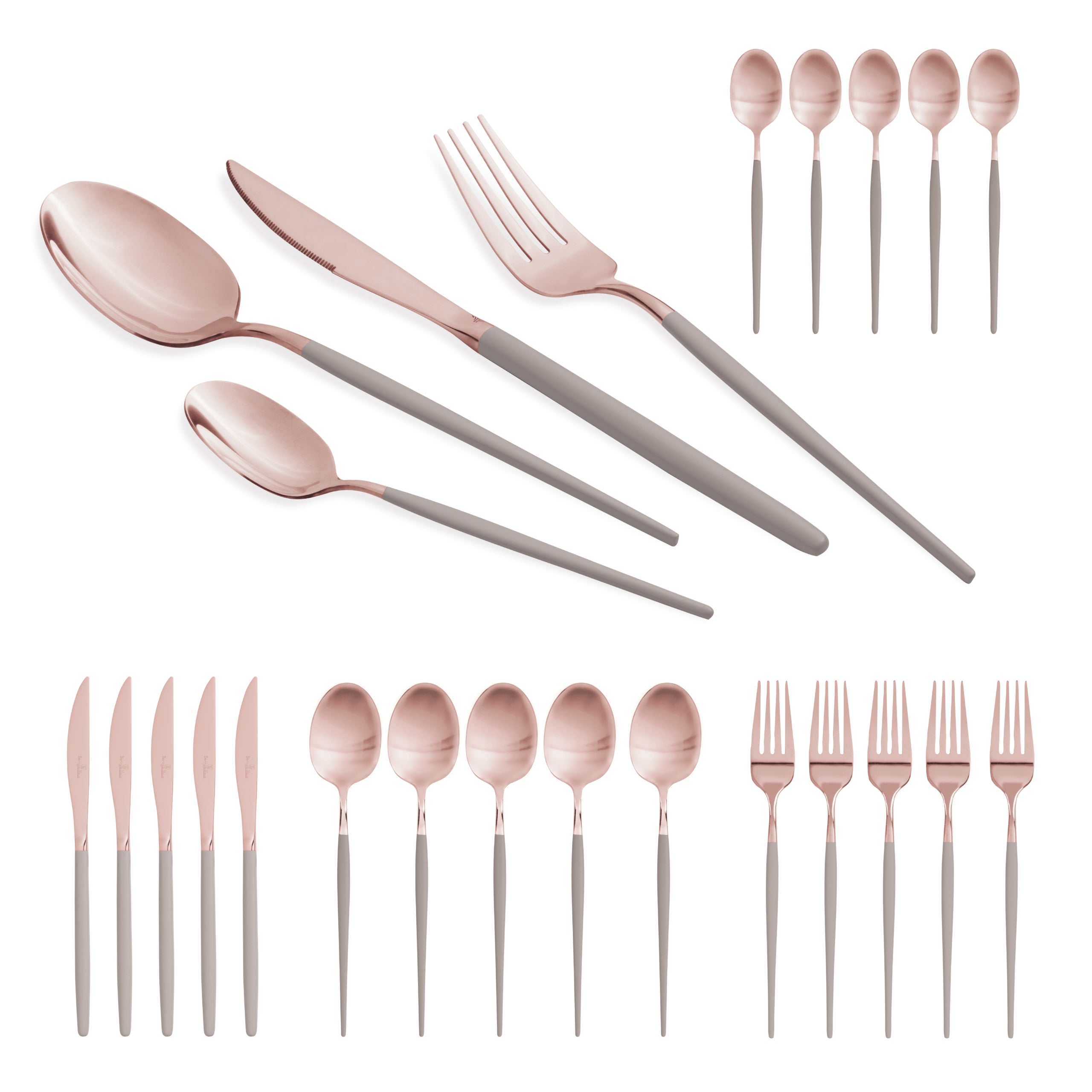 Rozsdamentes acél rose gold PVD bevonattal 24 részes evőeszköz készlet Berlinger Haus Taupe