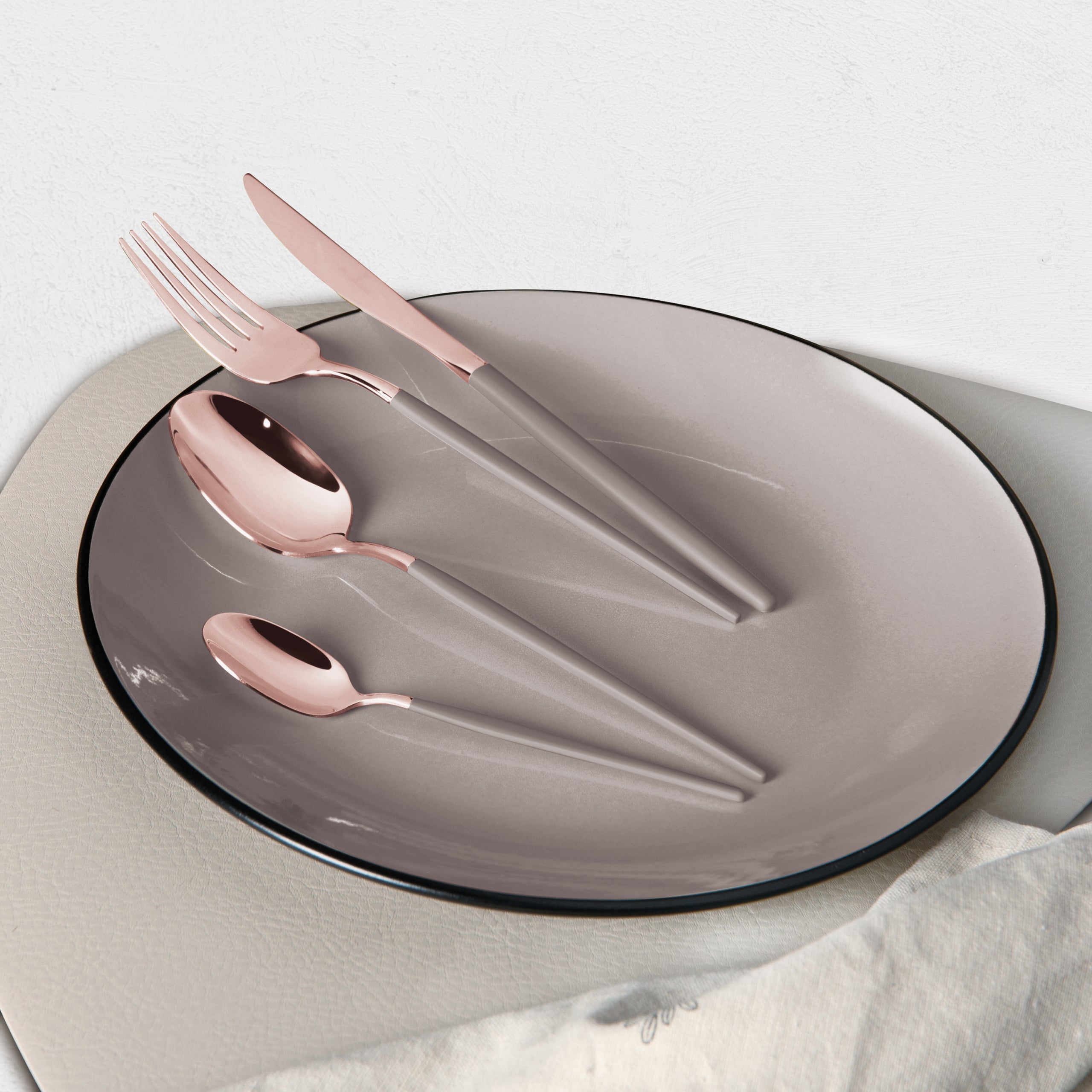 Rozsdamentes acél rose gold PVD bevonattal 24 részes evőeszköz készlet Berlinger Haus Taupe