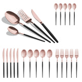Berlinger Haus 24 részes fekete–rose gold evőeszközkészlet – Black Rose Collection
